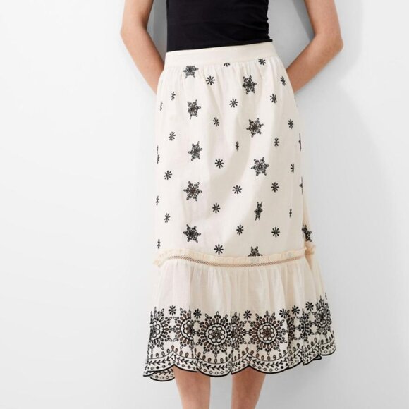 French Connection White Felicity Embroidered Midi – Skirt Size 4 (UK 8) - Picture 1 of 7